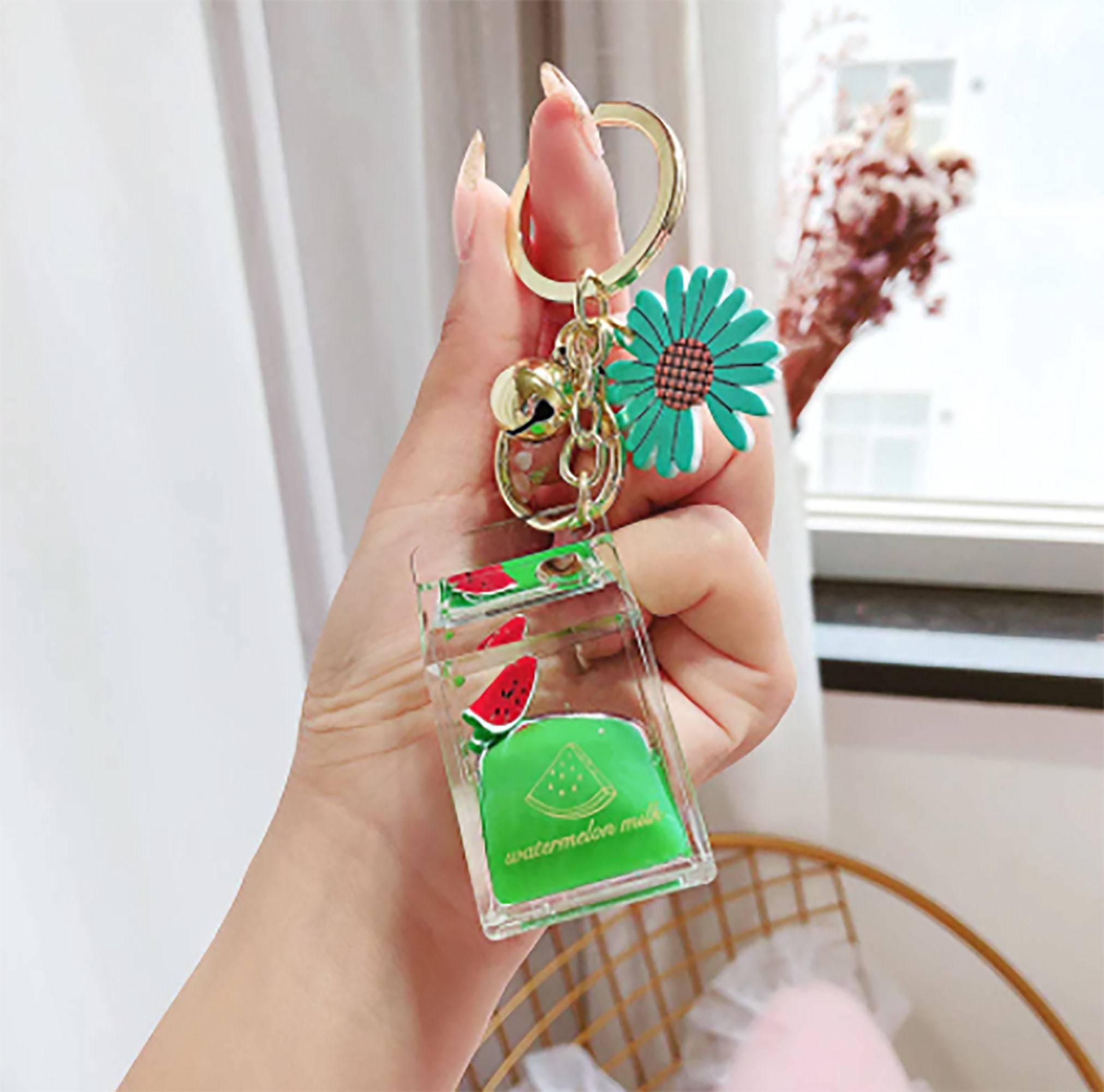 Floating milk Keychain Cute keychain Keyring for women Etsy