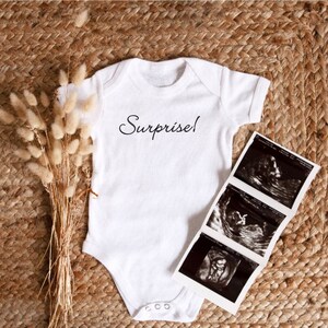 Surprise Baby Announcement Onesie, Surprise Baby Reveal, Custom Baby Onesie, Handmade Baby Bodysuit, New Baby Reveal, Gender Reveal Onesie