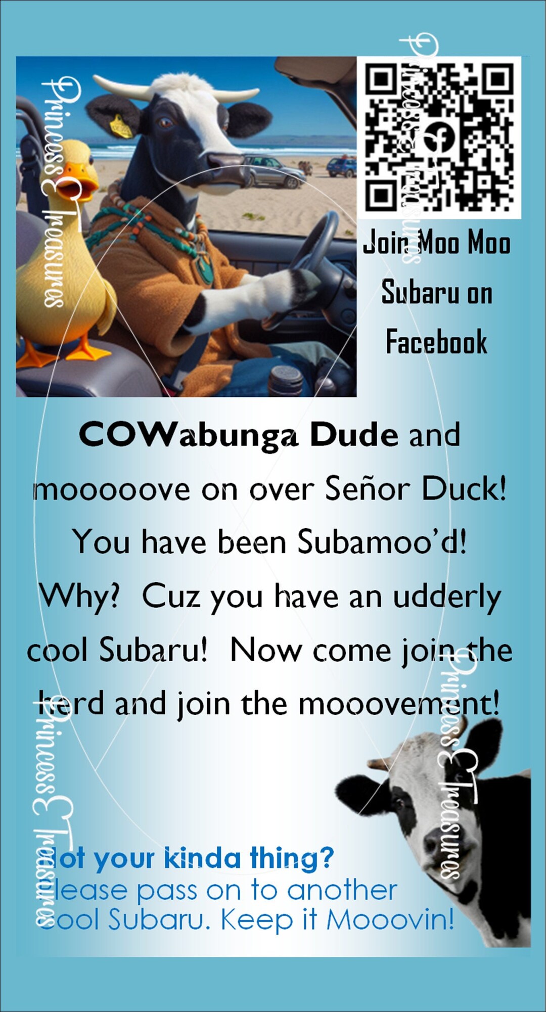 MOO MOO Subaru Cowabunga Admiration Cards - Etsy