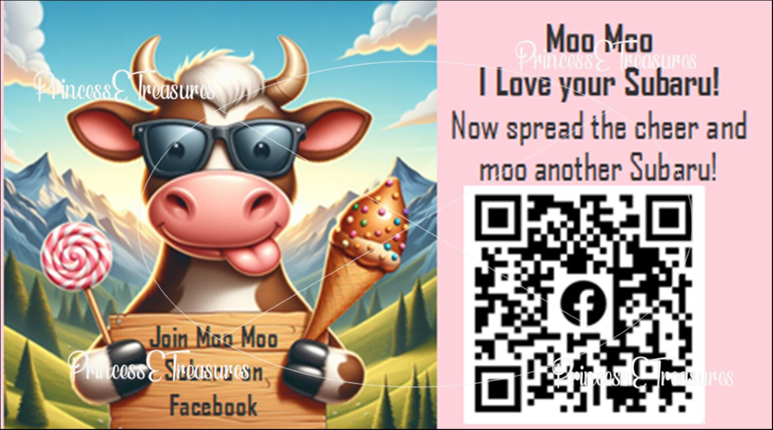MOO MOO Subaru Candy Ice Cream Cow Admiration Cards - Etsy
