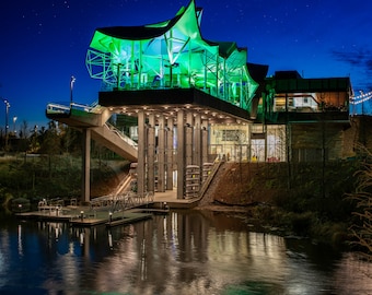 Tulsa Oklahoma Wall Art Gathering Place Boathouse; Iconic Landmark; Tourist Attraction; Downtown Tulsa; Architecture Art; Kaiser Foundation