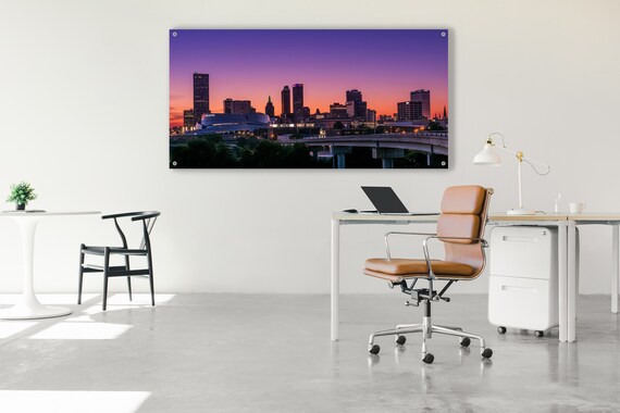 Tulsa Oklahoma Skyline Wall Art; Centennial Park; Downtown