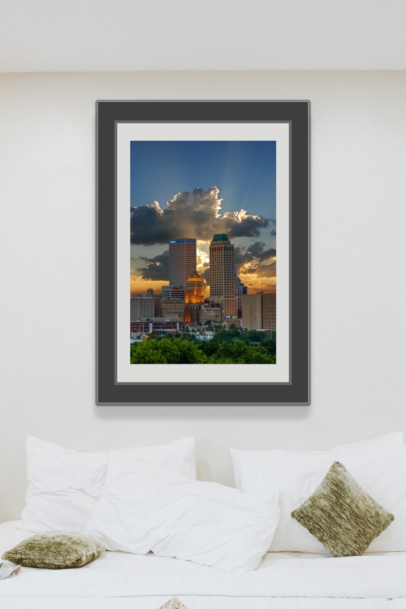 Tulsa Oklahoma Skyline at Night Wall Art Downtown Tulsa Etsy