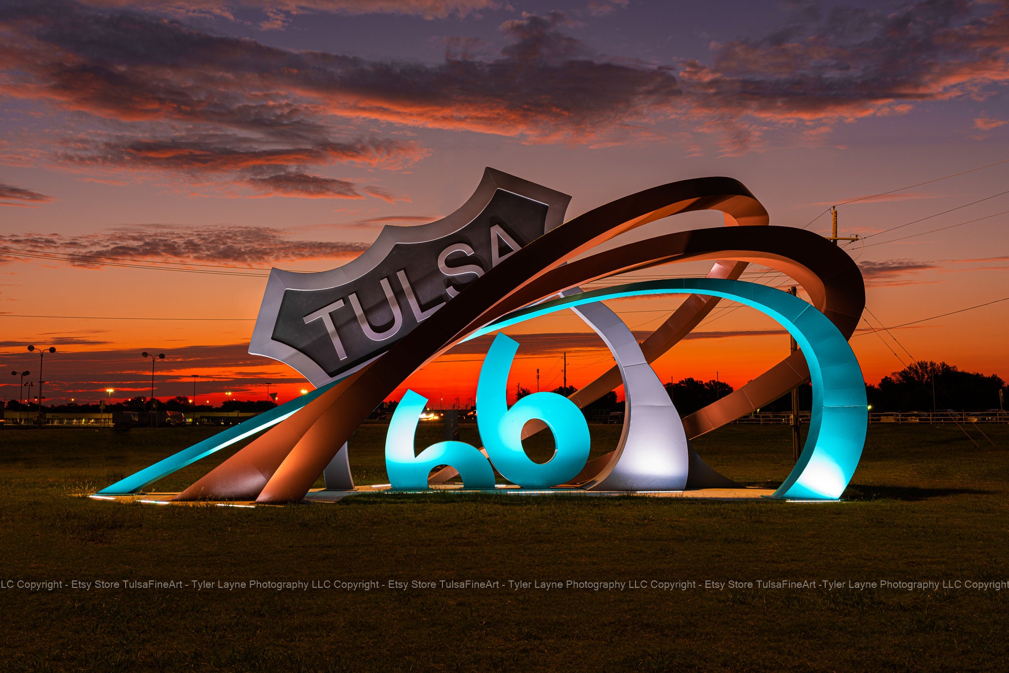 Tulsa Oklahoma Wall Art Historic Route 66 Rising Statue Iconic Landmark