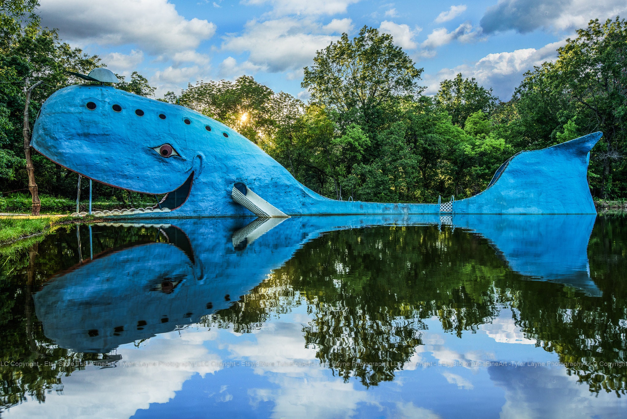 Tulsa Oklahoma Art - Blue Whale of Catoosa, Route 66 Attraction