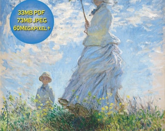 Claude Monet Digital Print - Woman with a Parasol – Madame Monet and Her Son
