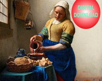 The Milkmaid by Johannes Vermeer | Digital Download |  High Quality photo - Instant Download for Print