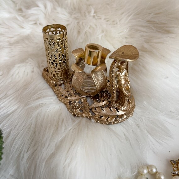 Elegant Regency Gold Angel Vanity Lipstick holder… - image 2