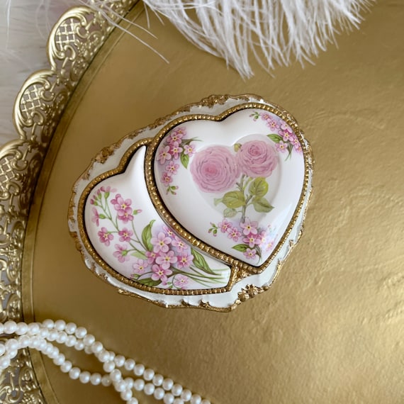 Lovely Vintage Pink and Gold Rose Music Box/anast… - image 2