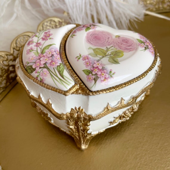 Lovely Vintage Pink and Gold Rose Music Box/anast… - image 4