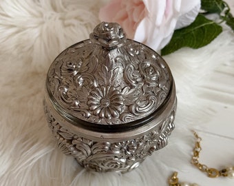 Vintage Silver Floral Tea Set: Elegant Ornate Chinese Antique Gothic Jar and Pot