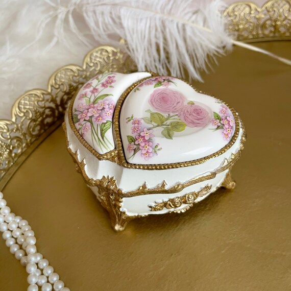 Lovely Vintage Pink and Gold Rose Music Box/anast… - image 5