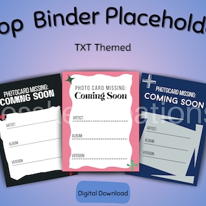 Photocard Binder Placeholders | Digital Download | TXT Themed | ~3.5" x 2.5"
