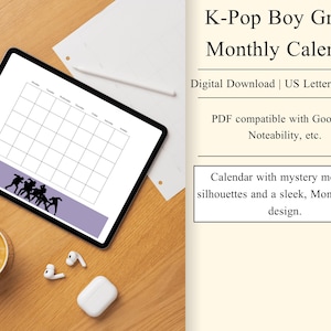 KPop Boy Group 12-monatiger Kalender zum Ausdrucken
