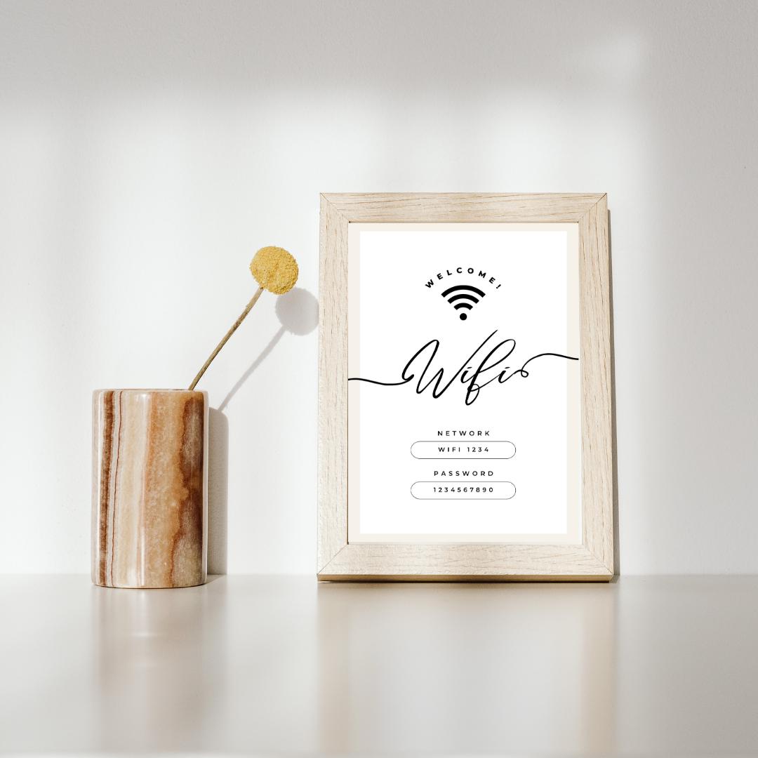 Example Wi Fi Password Sign Printable Wi-fi Password Sign – Custom Editable Template With QR Code ...