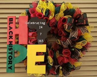 Black History Month Wreath: Red, Black, Green, and Yellow Decor