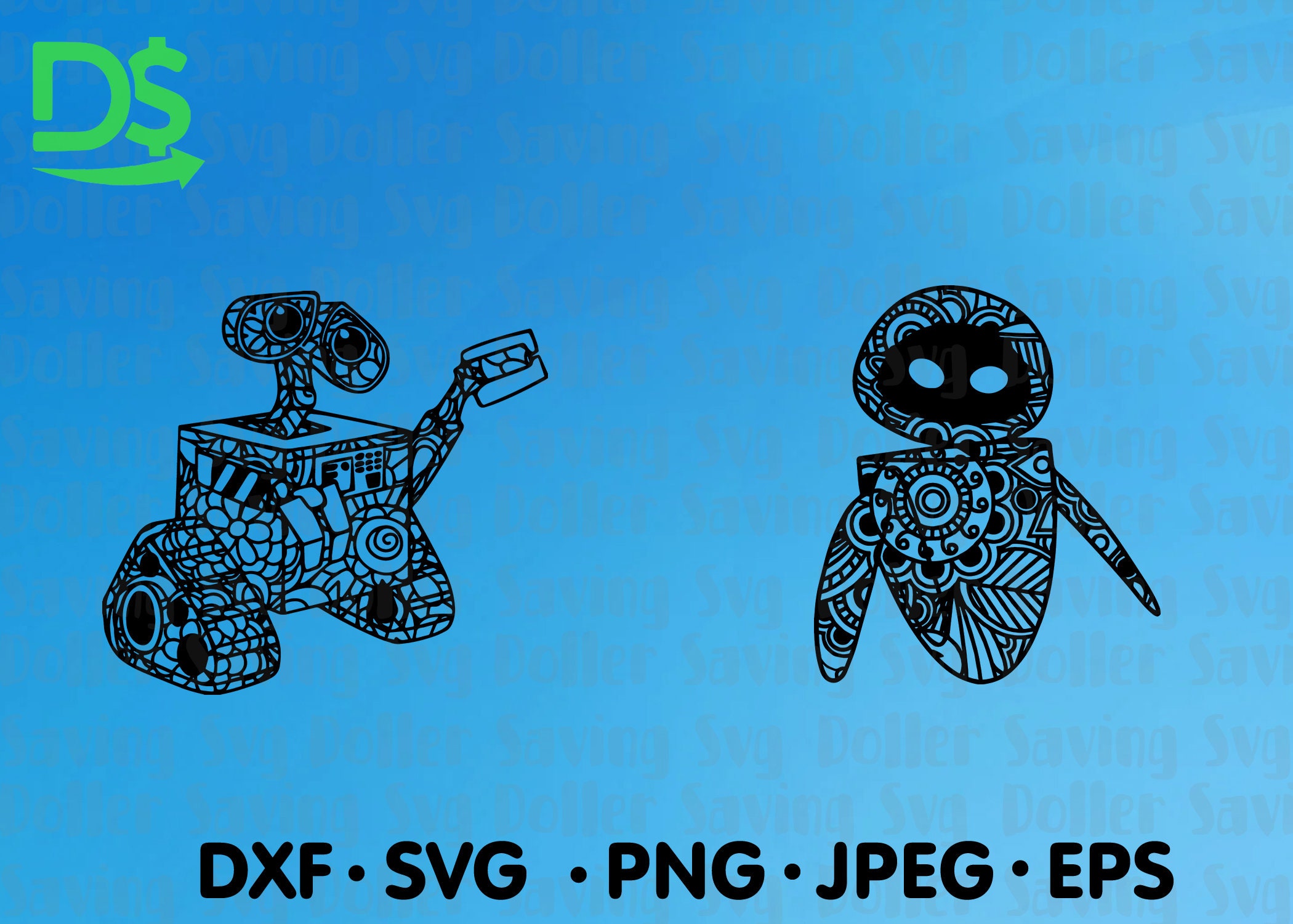 Walle & Eve Couples Set Digital Cut File // Wall E and Eva Etsy