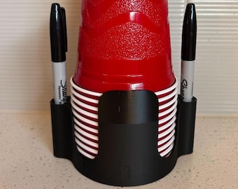 Cup and Marker Holder for Red Party Cups – Stackable Cup Organizer with 2 Marker Slots – Perfect for Parties & BBQs