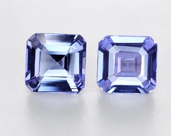 Natürlicher violettblauer Tansanit, 7 mm, Asher-Schliff, facettiert, loser Edelstein, Paar, #B28.44