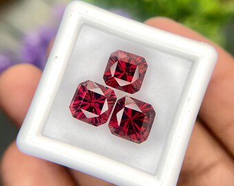 Laser Cut Natural Red Mozambique Garnet Lot  Cushion Shape Faceted Loose Gemstones #B33.31