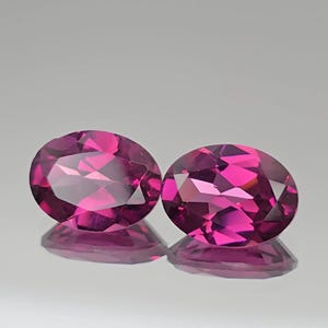 Natural Rhodolite Garnet Oval Pair 8x6 mm | 2.92 Cts Total | Vivid Raspberry Pink Matching Loose Gemstones for Luxury Earrings #C.193
