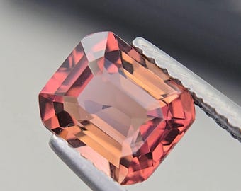 Natural Sunset Tourmaline , Rare Tourmaline Emerald Cut faceted Loose Gemstone , Weight-1.40 Cts  , Size-7x6 mm ,  #B47.50