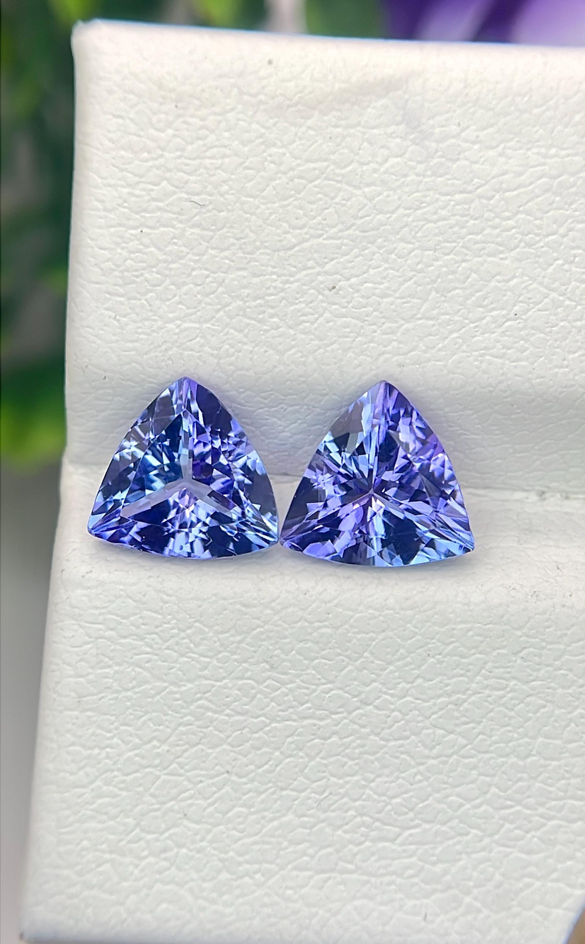 天然タンザナイト 7mm トリリアンカット ペア ファセット ルース 