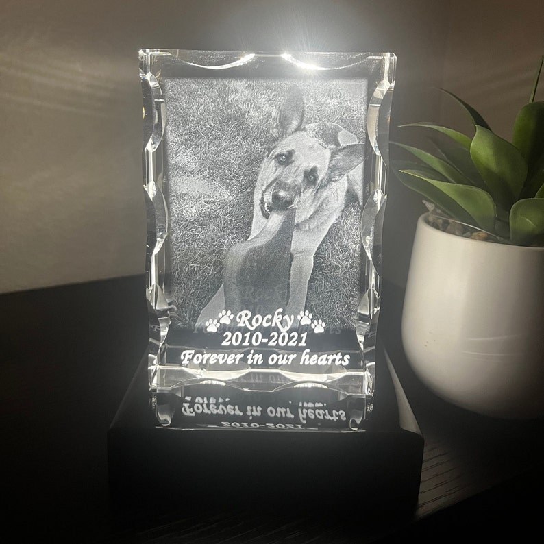 Pet Memorial Crystal, Personalized Gift, Pet Loss, Pet memorial, Glass Art, Pet Lovers, Laser Engraving, Pet Loss Gift, Sympathy Gift, Loss image 2