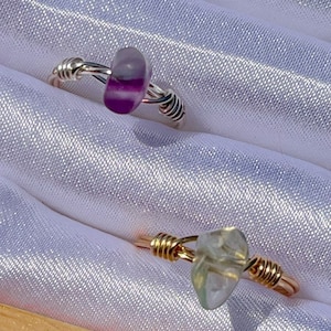 Fluorite Crystal Ring - Wire wrapped crystal rings - silver wire wrap ring - gold wire wrap ring