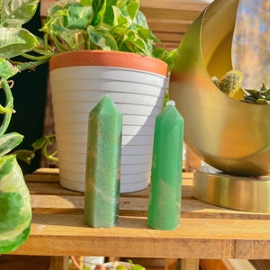 Green Aventurine Point, Obelisk Crystal Tower, Healing Crystal, Green Aventurine Tower, Luck, Wealth, Crystal for Grid