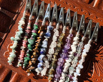 Clip de cristal, clip para varita de cristal, ayudante para pulseras, clip para tarjetas de crédito/débito, herramienta multiusos, clip para uñas largas, regalo hecho a mano