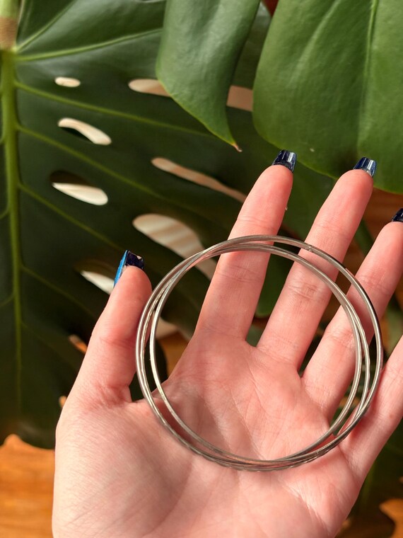 Vintage Silver Celestial Bangles cuff bracelets a… - image 5