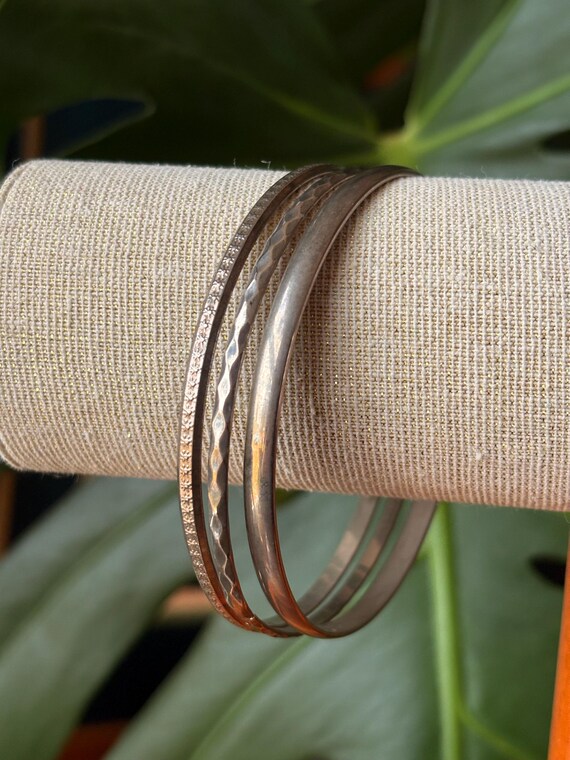Vintage Silver Celestial Bangles cuff bracelets a… - image 4