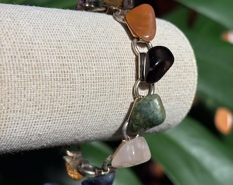 Kristall Trommel Silber Kette Armband Antik Vintage Schmuck Edelstein natürliche Sortiment Mix