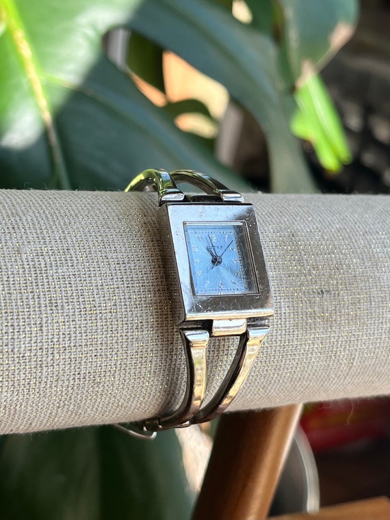 Vintage Guess Blue Dial Silver Tone Rectangle Case Link Bracelet Band Watch 5.5 Inch Watch Ladies Antique Art Deco 90s Y2k Etsy Canada