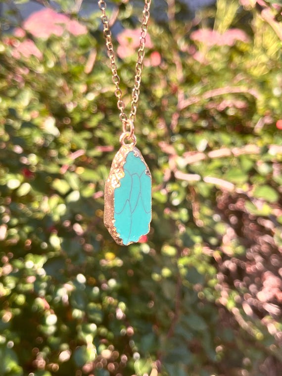 Vintage Turquoise Silver 24 Inch Necklace Faux Blue Western