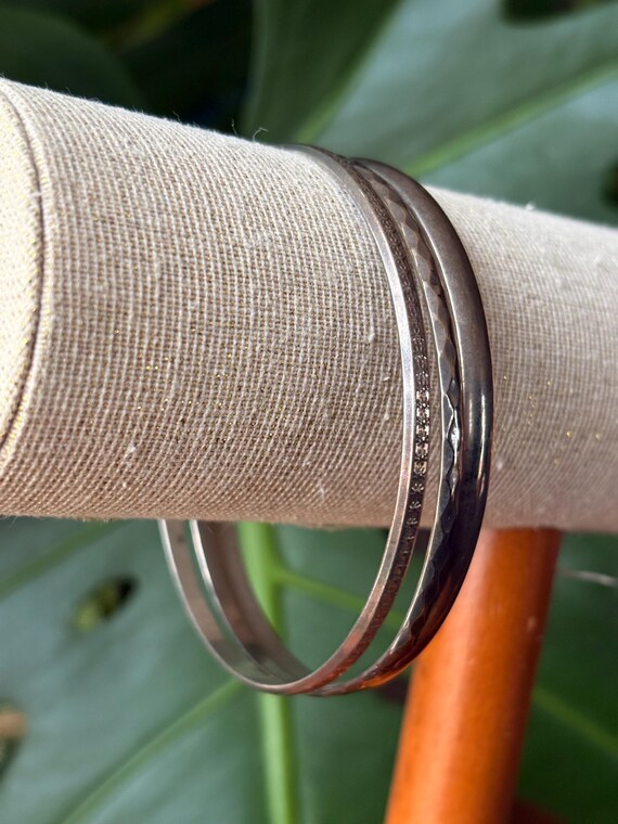 Vintage Silver Celestial Bangles cuff bracelets a… - image 3