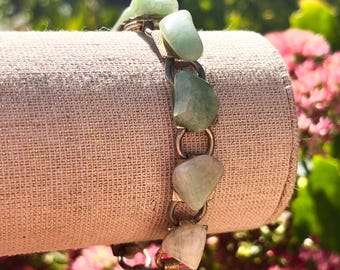 Silber Kristall Tennis Armband Manschette Schmuck natürliche Edelsteine assorted Kristalle Karneol Obsidian Amethyst Vintage Antik