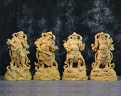 Four Heavenly Kings four Buddhist gods Sculpture Buddha Statue Wood Buddha Decor