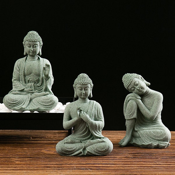 Sitting Stone Buddha Statue - Zen Meditation and Fish Tank Decor, Serene Home Accent