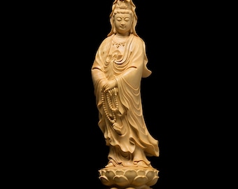 Laiton Chinois sculpté Kwan-Yin Bodhisattva Guan Yin exquises Petites Statues Pendentif