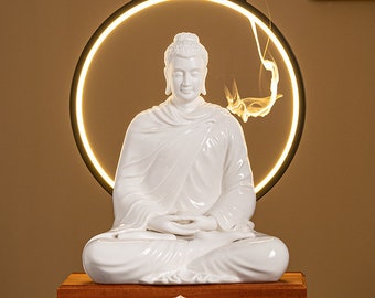7 Color Big Ceramic Buddha Statue - Amitabha Bodhisattva,Ring Light Home Decor