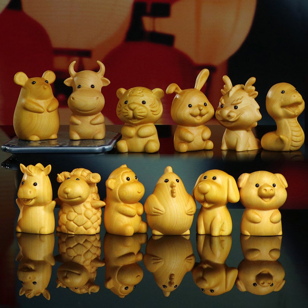 12 Chinese Zodiac Figurine Set, Handcrafted Animal Statues for Home or Office Decoration,chinese