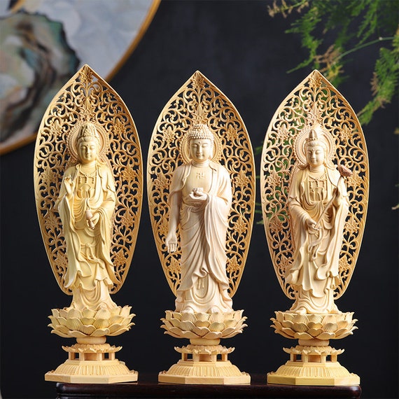 Shakyamuni Bottle Kuan Yin 3 Gods Buddha Statue Wood Figurines - Etsy
