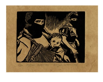 Moeder revolutie Linosnede print/Wall Art Print/originele Linosnede print/Limited Edition handgemaakt