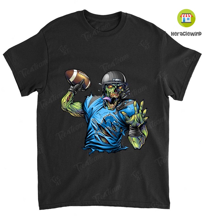 Detroit Lions American Football Team Zombie Walking Dead Play Football T Shirt