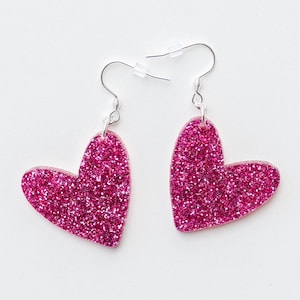 Hot Pink Crystal Heart Earrings main image 0