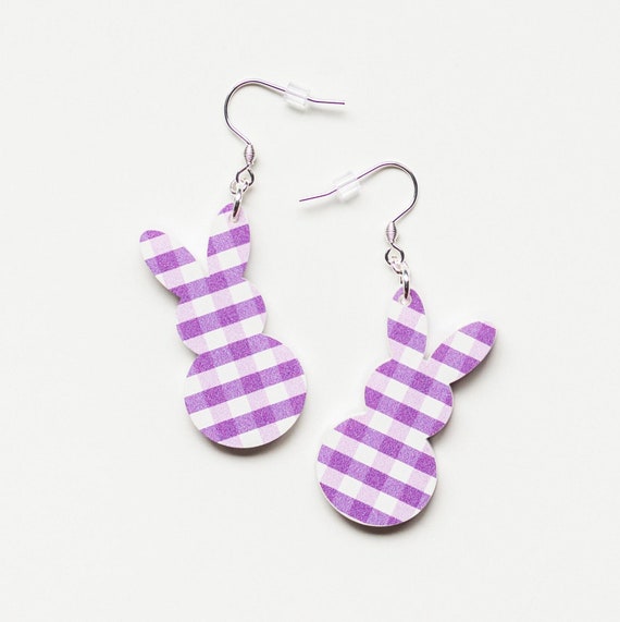Bunny Earrings Plaid Bunny Earrings Plaid