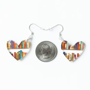 Bookshelf Heart Earrings, Acrylic Book Lover Jewelry, Book Worm Gifts ...