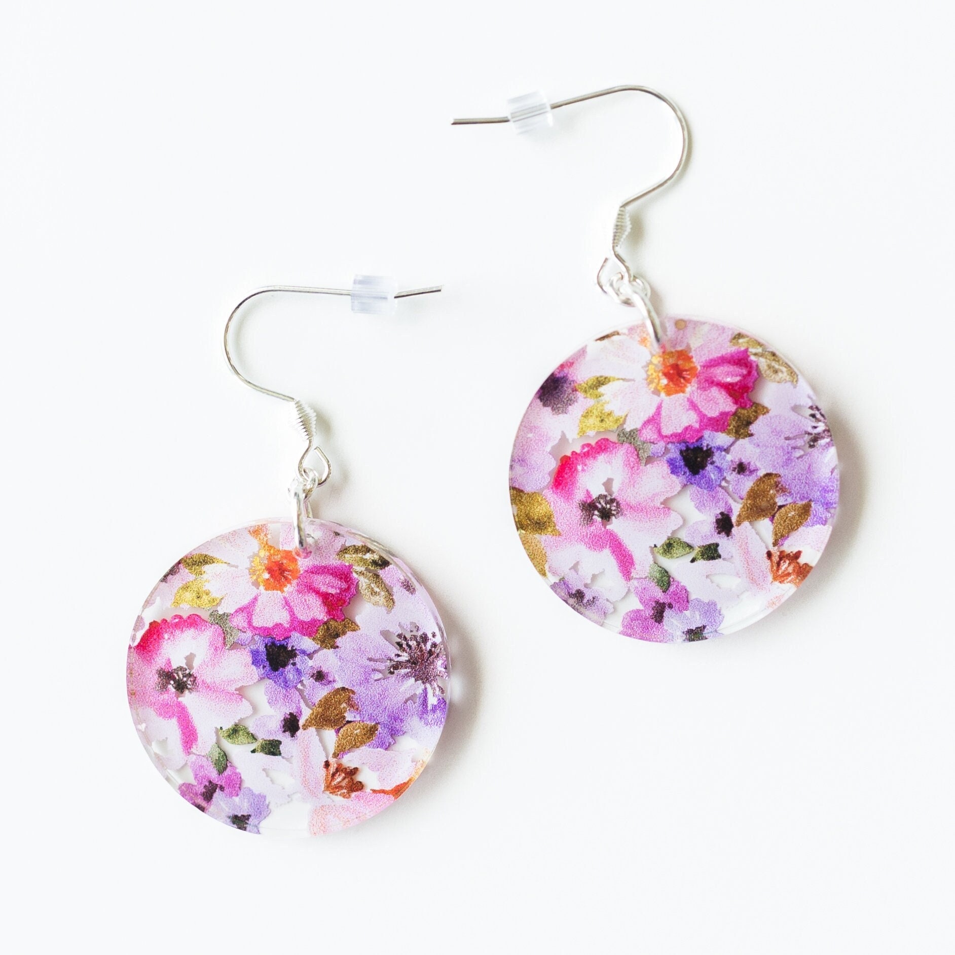 Dusty Pink Floral Earrings Acrylic Spring Earrings for Women